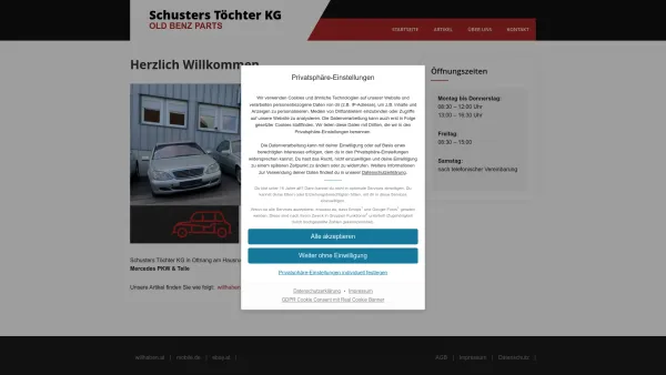 Website Screenshot: Automobile Schuster - Schusters Töchter KG – OLD BENZ PARTS - Date: 2023-06-15 16:02:34