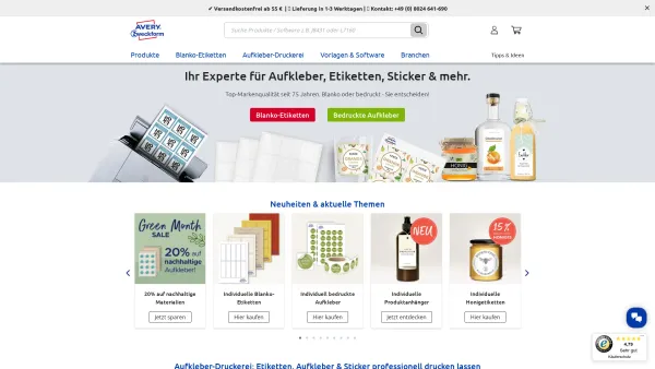 Website Screenshot: AVERY DENNISON ZWECKFORM Office Products Europe GmbH - Etiketten und Aufkleber günstig kaufen | Avery Zweckform - Date: 2023-06-22 12:13:11