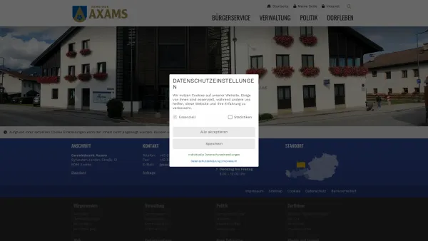 Website Screenshot: Abwasserverband westl Axams RiS-Kommunal - Axams Gemeinde - Startseite - Date: 2023-06-22 15:05:15