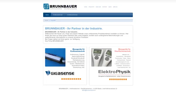 Website Screenshot: BRUNNBAUER Kraftmesstechnik und Oberflächentechnik - Brunnbauer - Produkte - Date: 2023-06-22 15:05:15