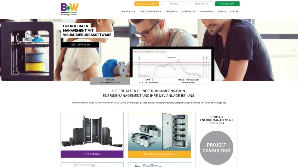 Website Screenshot: B&W TechComp Handels GmbH - Blindstromkompensation, Energiemanagement, USV Anlage - Date: 2023-06-22 15:07:48