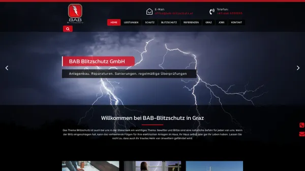 Website Screenshot: BAB-Blitzschutz - Blitzschutz in Graz in der Steiermark - BAB Blitzschutz GmbH - Date: 2023-06-22 15:07:48