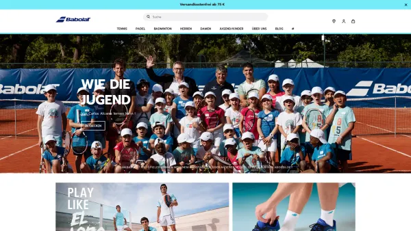 Website Screenshot: Babolat - Babolat | Tennis, Badminton und Padelausrüstung (Schläger, Schuhe, Taschen) - Date: 2023-06-22 15:07:48