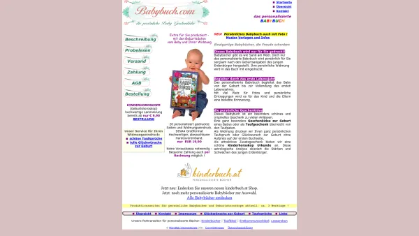 Website Screenshot: BABYBUCH.COM - babybuch.com - personalisierte Babybücher und Kinderhoroskop - Date: 2023-06-22 15:07:48