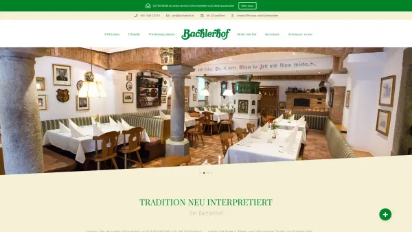 Website Screenshot: Bachlerhof Landgasthof Mostviertel Niederoesterreich - Bachlerhof - Landgasthof im schönen Mostviertel in Niederösterreich - Date: 2023-06-22 12:13:12