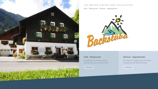 Website Screenshot: Bernhard BACKSTUBA Cafe Restaurant Zimmer Appartement - Backstuba Partenen | Café - Restaurant - Zimmer - Appartments - Date: 2023-06-15 16:02:34