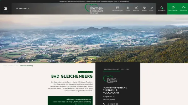 Website Screenshot: Tourismusverband Region Bad Gleichenberg - Bad Gleichenberg | steiermark.com - Date: 2023-06-14 10:46:38