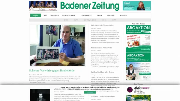 Website Screenshot: Badenerzeitung BZ-Online - Badener Zeitung | unabhängige Wochenzeitung für Stadt und Bezirk - Date: 2023-06-22 12:13:12