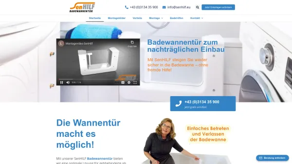 Website Screenshot: SenHILF Badewannentür - ᑕ❶ᑐ Badewanne mit Türe ᐅ [nachträglich einbauen!] ᐅ INFOS hier - Date: 2023-06-22 12:13:12