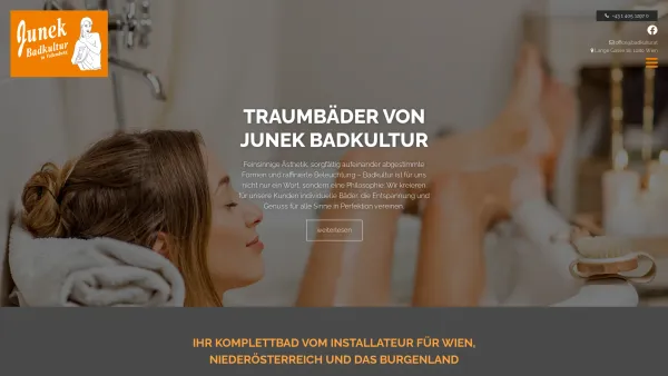 Website Screenshot: Junek-Badkultur GmbH - Installateur für Wien, Niederösterreich und das Burgenland - Date: 2023-06-22 12:13:12