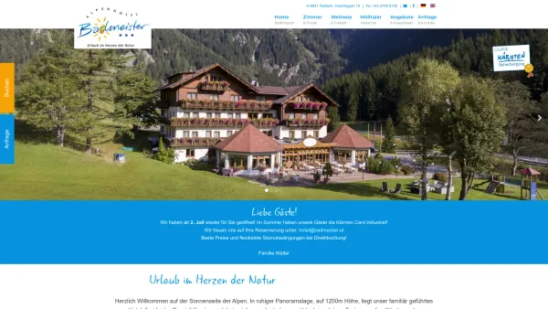 Website Screenshot: Alpenhotel Badmeister - Startseite - Alpenhotel Badmeister | Flattach Kärnten Österreich - Date: 2023-06-15 16:02:34