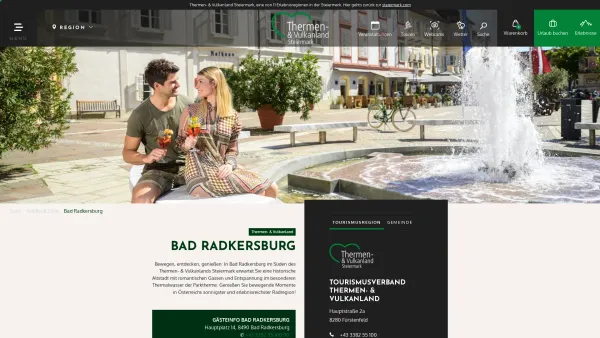Website Screenshot: Tourismusverband Region Bad Radkersburg - Bad Radkersburg | Thermen- & Vulkanland Steiermark - Date: 2023-06-26 10:26:08
