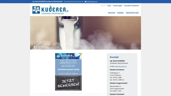 Website Screenshot: Ing. Martin bäder zum wohlfühlen - KUDERER Installateur Meisterbetrieb - Home - Date: 2023-06-14 10:38:58