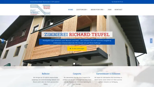 Website Screenshot: Zimmerei Teufel - Zimmerei Teufel in Lackenhof / Scheibbs - Date: 2023-06-22 15:00:10