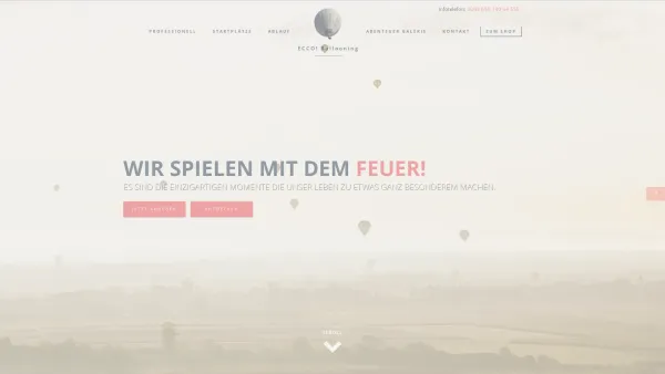 Website Screenshot: ECCO! Ballooning Ballonfahren in Salzburg - ECCO! Ballooning, einzigartige Ballonfahrten in Salzburg - Date: 2023-06-26 10:26:08