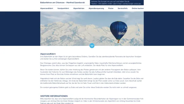 Website Screenshot: Ballonfahrten Szemborski - Startseite - Ballonfahrten am Chiemsee - Date: 2023-06-22 15:00:10