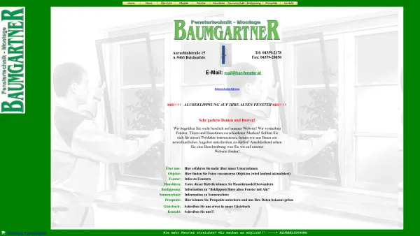 Website Screenshot: Fenstertechnik und Montage Baumgartner - BAUMGARTNER - Date: 2023-06-14 16:33:40