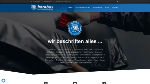 Website Screenshot: barabas grafik & beschriftungen GmbH - GRAFIK & BESCHRIFTUNGEN barabas - Date: 2023-06-14 10:38:58