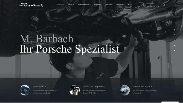 Website Screenshot: Michael Barbach Porsche, Service, Tuning, Motorsport - M. Barbach – Reparatur, Restauration, Ankauf und Verkauf - Date: 2023-06-22 12:13:12