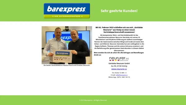 Website Screenshot: Barexpress Getränke-Event-Service - Front page - barexpress - Date: 2023-06-14 10:38:58