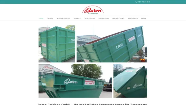 Website Screenshot: Baron - Baron Betriebs GmbH - Entsorgungen und Transporte in Wien - Date: 2023-06-22 12:13:12