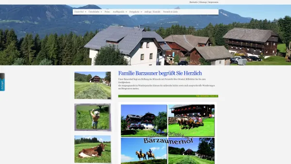 Website Screenshot: Pension Fam. Barzauner Reiten Kärnten Österreich   Millstätter See   Pferde Urlaub - Familie Barzauner begrüßt Sie Herzlich - Date: 2023-06-22 12:13:12