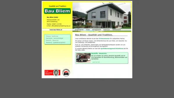 Website Screenshot: Bliem GesmbH & CO KG - Bau Bliem - Qualität und Tradition. - Date: 2023-06-22 12:13:12