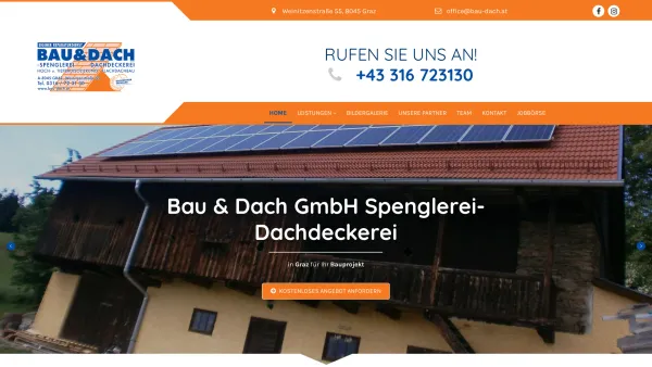 Website Screenshot: Die Firma Bau Dach vormals Schnalzer Ges.m.b. H. wurde im Jahr 1996 von Ing. Friedrich Schlegl als Geschäftsführer übernommen. Dur - Bau & Dach GmbH Spenglerei-Dachdeckerei aus Graz für Ihr Dach - Date: 2023-06-22 12:13:12