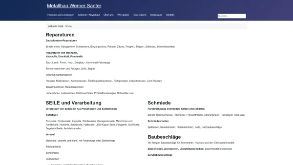 Website Screenshot: Santer Werner Metallbau Domaintechnik Webhosting Domain Webspace Parkingseite Webspace Webhosting Domain - Produkte und Leistungen - Date: 2023-06-22 15:07:48