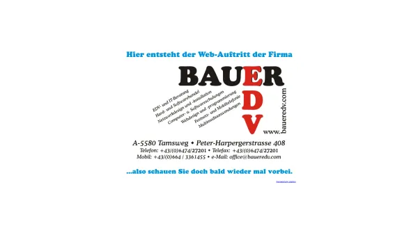 Website Screenshot: Bauer EDV - .:: Bauer EDV - 5580 Tamsweg - 06474/27201 ::. - Date: 2023-06-22 15:06:15