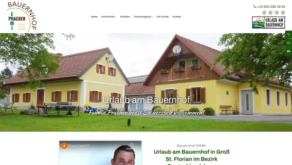 Website Screenshot: Bauernhof Ermi Pracher Anita - Urlaub am Bauernhof in Deutschlandsberg | Bauernhof ERMI - Date: 2023-06-22 15:06:15