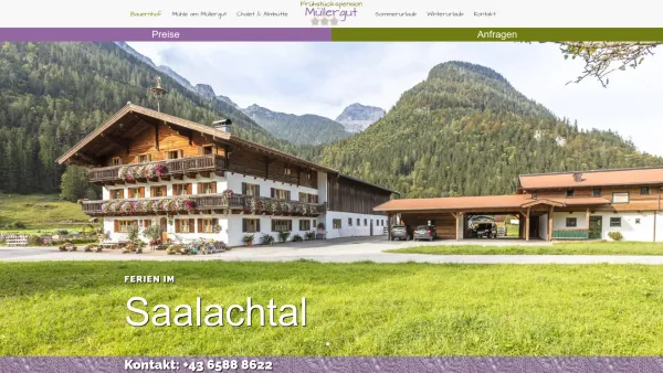 Website Screenshot: Pension und Chalet Müllergut St. Martin Lofer - Bauernhof Pension Müllergut in St. Martin bei Lofer im Salzburger Pinzgau - Date: 2023-06-26 10:26:08