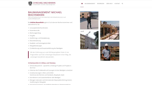 Website Screenshot: Baumanagement Wachsmann Ziviltechniker Architekt Wien - Baumanagement Wachsmann - örtliche Bauaufsicht - Wien / EU - Date: 2023-06-22 15:08:02