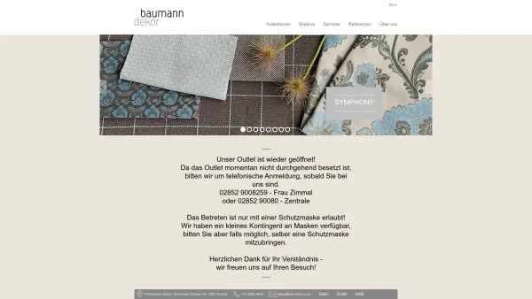 Website Screenshot: BAUMANN DEKOR AUSTRIA - Baumann Dekor: Baumann Dekor – innovative Traditionsmanufaktur für edle Stoffe - Date: 2023-06-15 16:02:34