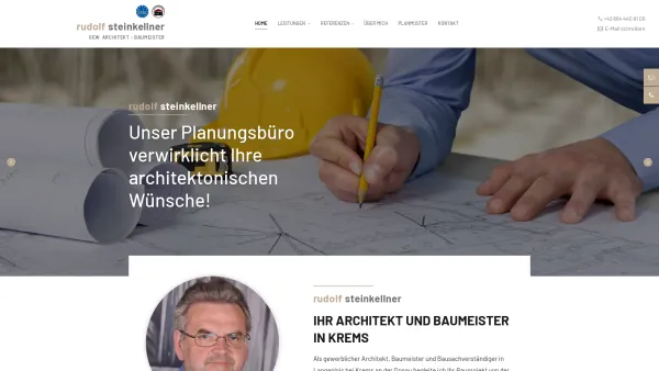 Website Screenshot: Baumeister gew. Architekt Steinkellner Rudolf Planung u. Projektbetreuung - Ihr Architekt in Krems - BM gew. Arch. Rudolf Steinkellner - Date: 2023-06-14 10:38:58