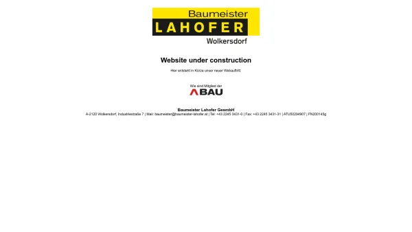 Website Screenshot: Baumeister Lahofer Wolkersdorf - Baumeister Lahofer - Date: 2023-06-14 10:38:58