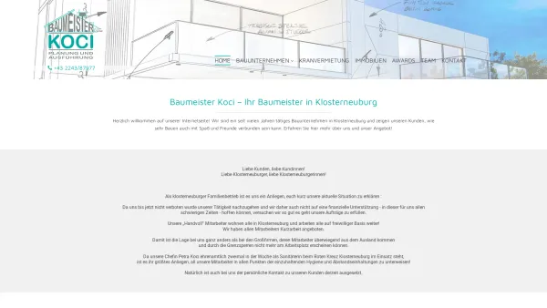 Website Screenshot: Ing. Petra beBaumeister Koci Klosterneuburg bei Wien! - Baumeister Koci Klosterneuburg | Home - Date: 2023-06-22 12:13:13