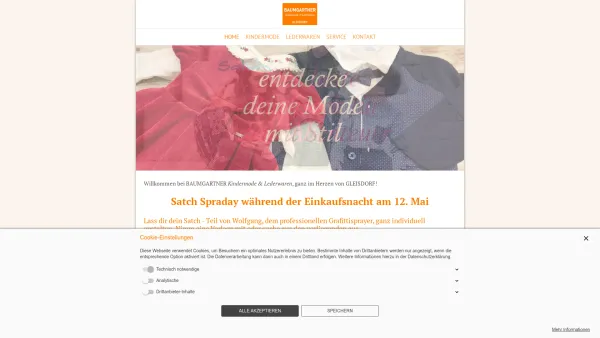 Website Screenshot: Baumgartner KG - Baumgartner Kindermode & Lederwaren - HOME - Date: 2023-06-22 12:13:13
