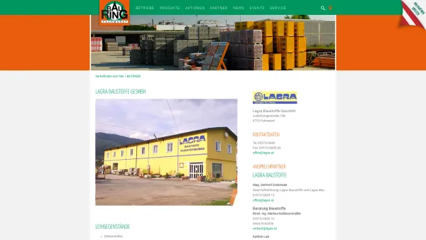Website Screenshot: LAGRA Baustoffe Gesellschaft m.b.H. Co. beBauring - BAURING - Bauen mit Partnern! | Betriebe | Lagra Baustoffe GesmbH - Date: 2023-06-22 12:13:13