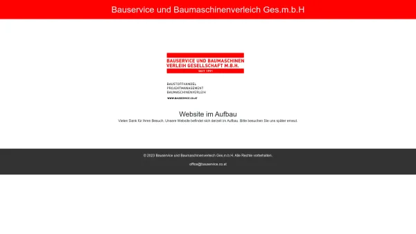 Website Screenshot: www.bauservice.co.at - Bauservice und Baumaschinenverleich Ges.m.b.H - Im Aufbau - Date: 2023-06-22 12:13:13