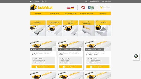 Website Screenshot: Bautafeln.at - bautafeln.at – Ihr Onlineshop für günstige Baustellenwerbung - Date: 2023-06-15 16:02:34