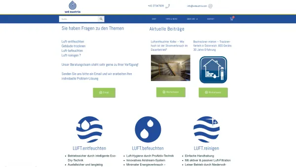 Website Screenshot: WD Wet+Dry GmbH - Stromsparende Luftentfeuchter Luftbefeuchter Luftreiniger mit Wärmepumpen-Technologie - Date: 2023-06-15 16:02:34