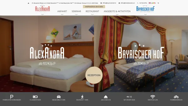 Website Screenshot: Helmut Bayrischer Hof und Hotel Alexandra Wels - Hotel in Wels | Bayrischer Hof*** & Hotel Alexandra**** - Date: 2023-06-22 15:00:10