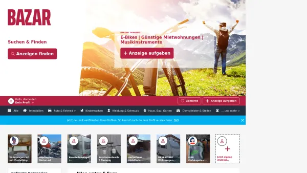 Website Screenshot: BAZAR Zeitungs und VerlagsgesmbH & Co. KG - Kostenlose Kleinanzeigen - suchen und finden - bazar.at | bazar.at - Date: 2023-06-22 15:00:10