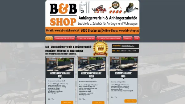 Website Screenshot: Anhängerverleih B&B Stockerau - B&B Shop Anhängerverleih Stockerau - Anhängervermietung - Date: 2023-06-15 16:02:34