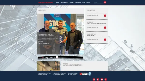 Website Screenshot: Ingenieure Berger & Brunner Bau-GmbH - Willkommmen bei der Berger + Brunner Bauges.m.b.H. - Date: 2023-06-14 10:38:58