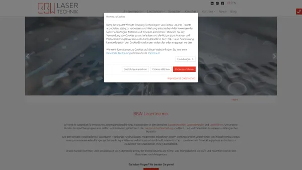 Website Screenshot: BBW Lasertechnik Handelsvertretung G. Reuter - BBW Lasertechnik: Ihr Experte für Lasermaterialbearbeitung - Date: 2023-06-15 16:02:34