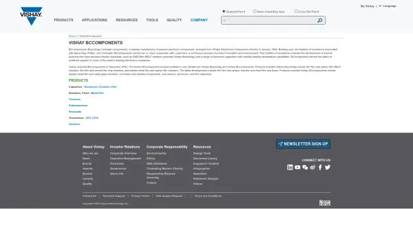 Website Screenshot: Vishay BCcomponents Vishay Brands - Vishay BCComponents - Vishay Brands - Date: 2023-06-14 10:39:01