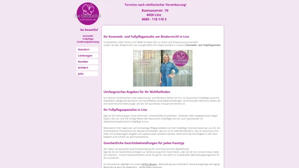 Website Screenshot: be beautiful" Kosmetik und Fußpflege am Bindermichl - be beautiful Studios - Linz - Date: 2023-06-22 15:00:11
