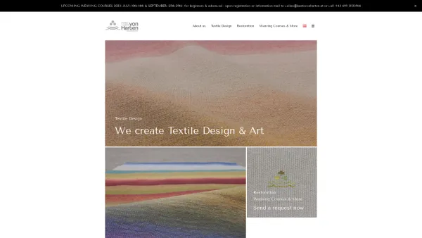 Website Screenshot: Beate von Harten Textilrestaurierung Textilkonservierung und Textildesign - beate von harten – Textildesign, Textilrestaurierung, Webkurse - Date: 2023-06-22 15:00:11